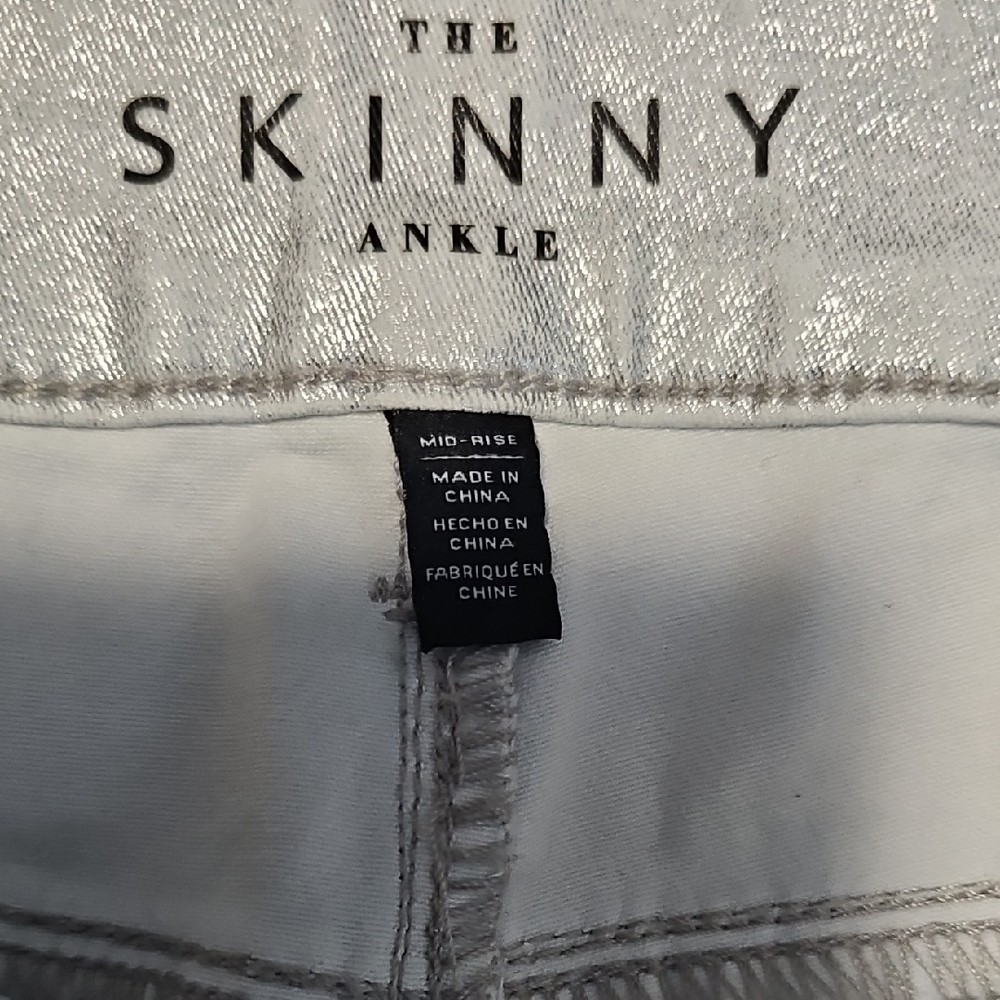 White House Black Market Shimmering Silver Skinny Jeans - Picture 4 of 7